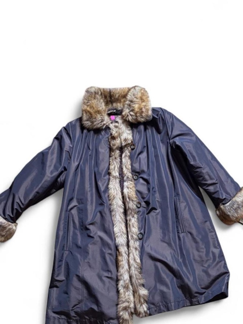 NWT Y2K brown Gallery faux fur lined coat